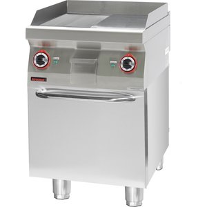 XXLselect Electric Griddle 596 x 560 mm, Smooth/Ribbed, Chromed, 8 kW, 400V on Cabinet Base XXLselect Electric Griddle 596 x 560 mm, Smooth/Ribbed, Chromed, 8 kW, 400V on Cabinet Base