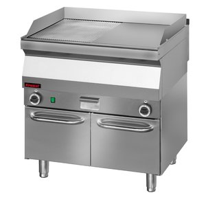 XXLselect Electric Griddle 796 x 560 mm, Smooth/Ribbed, Chromed, 9,60 kW, 400V on Cabinet Base XXLselect Electric Griddle 796 x 560 mm, Smooth/Ribbed, Chromed, 9,60 kW, 400V on Cabinet Base