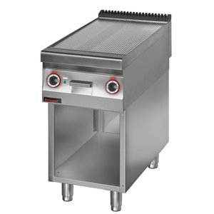 XXLselect Electric Griddle 446 x 726 mm, Ribbed, Chromed, 6 kW, 400V on Half-Open Base XXLselect Electric Griddle 446 x 726 mm, Ribbed, Chromed, 6 kW, 400V on Half-Open Base