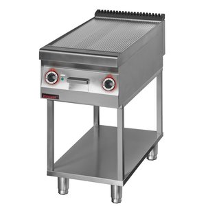 XXLselect Electric Griddle 446 x 726 mm, Ribbed, Chromed, 6 kW, 400V on Open Base XXLselect Electric Griddle 446 x 726 mm, Ribbed, Chromed, 6 kW, 400V on Open Base