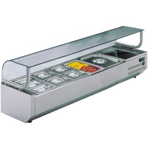 Neumarker Top unit for storing ingredients 1 x GN 1/2; 2 x 1/3 GN; 4 x 1/6 GN, 1400x370x(h)440mm 150W from 2 to 8°C