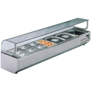 Neumarker Top unit for storing ingredients 1 x GN 1/2; 2 x 1/3 GN; 2 x 1/4 GN; 4x 1/6 GN, 1600x370x(h)440mm 150W from 2 to 8°C Neumarker Top unit for storing ingredients 1 x GN 1/2; 2 x 1/3 GN; 2 x 1/4 GN; 4x 1/6 GN, 1600x370x(h)440mm 150W from 2 to 8°C