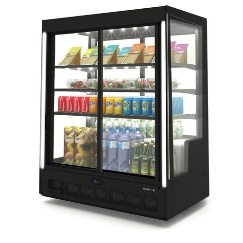 Neumarker Witryna chłodnicza prostokątna, od 4°C do 8°C, nastawna, czarna Neumarker Witryna chłodnicza prostokątna, od 4°C do 8°C, nastawna, czarna