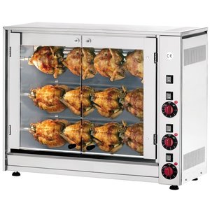 Neumarker Electric Rotisserie Grill 3 Splits, 12 Chickens, 5 kW, 400V with Drain Tap