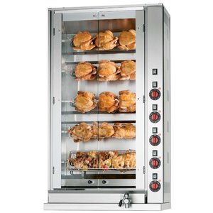 Neumarker Rożen elektryczny z 5 rusztami, 15 kurczaków, 8 kW, 400V z kranem spustowym Neumarker Rożen elektryczny z 5 rusztami, 15 kurczaków, 8 kW, 400V z kranem spustowym