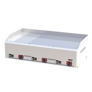 RedFox Countertop Electric Griddle 970 x 480 mm, 2/3 Smooth, 1/3 Ribbed, Chromed, 3 Heating Zones, 9 kW