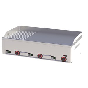 RedFox Countertop Electric Cast Iron Griddle 970 x 480 mm, 2/3 Smooth, 1/3 Ribbed, 3 Heating Zones, 9 kW