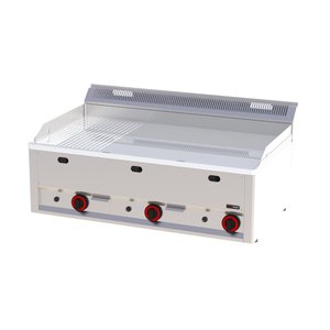 RedFox Gazowa płyta grillowa 480 x 970 mm, 2/3 gładka, 1/3 ryflowana, chromowana, 3 strefy grzewcze, 12 kW, nastawna RedFox Gazowa płyta grillowa 480 x 970 mm, 2/3 gładka, 1/3 ryflowana, chromowana, 3 strefy grzewcze, 12 kW, nastawna