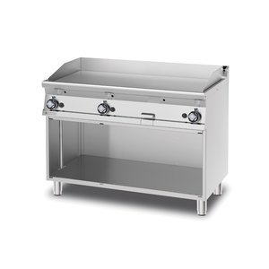 RM GASTRO Gas Griddle 1160 x 510 mm, Smooth, Superchromed, 3 Heating Zones, 21 kW on Half-Open Base RM GASTRO Gas Griddle 1160 x 510 mm, Smooth, Superchromed, 3 Heating Zones, 21 kW on Half-Open Base