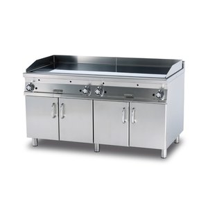 RM GASTRO Gazowa płyta grillowa 1505 x 650 mm, gładka, Superchromowana, 4 strefy grzewcze, 36 kW na podstawie z szafką RM GASTRO Gazowa płyta grillowa 1505 x 650 mm, gładka, Superchromowana, 4 strefy grzewcze, 36 kW na podstawie z szafką