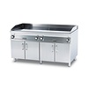 RM GASTRO Elektryczna płyta grillowa 1505 x 650 mm, gładka, superchromowana, 4 strefy grzewcze, 30 kW, 400V na podstawie z szafką