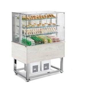 RedFox Refrigerated Display Rectangular, 4 x 1/1 GN, from 4°C to 8°C, Stationary Open to the Sides with LED Lighting, Wenge Colour RedFox Refrigerated Display Rectangular, 4 x 1/1 GN, from 4°C to 8°C, Stationary Open to the Sides with LED Lighting, Wenge Colour