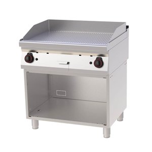 RedFox Gas Griddle 796 x 510 mm, Ribbed, Chromed, 2 Heating Zones, 14 kW on Half-Open Base RedFox Gas Griddle 796 x 510 mm, Ribbed, Chromed, 2 Heating Zones, 14 kW on Half-Open Base