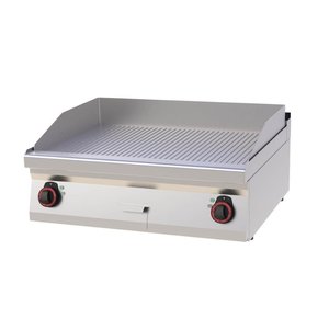 RedFox Countertop Electric Griddle 796 x 510 mm, Ribbed, Chromed, 2 Heating Zones, 9 kW, 400V
