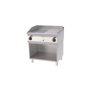 RedFox Elektryczna płyta grillowa 796 x 510 mm, gładka/ryflowana, żeliwna, 2 strefy grzewcze, 9 kW na podstawie półotwartej RedFox Elektryczna płyta grillowa 796 x 510 mm, gładka/ryflowana, żeliwna, 2 strefy grzewcze, 9 kW na podstawie półotwartej