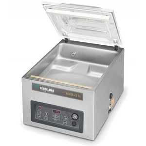 Henkelman Pakowarka komorowa, listwa 420 mm, 21 m³/h, 0,75-1,0 kW z czujnikami H20 i Vacuum Plus, komora 460x420(h)180 mm Henkelman Pakowarka komorowa, listwa 420 mm, 21 m³/h, 0,75-1,0 kW z czujnikami H20 i Vacuum Plus, komora 460x420(h)180 mm