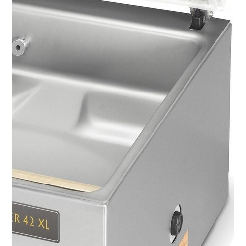 Henkelman Pakowarka komorowa, listwa 420 mm, 21 m³/h, 0,75-1,0 kW z czujnikami H20 i Vacuum Plus, komora 460x420(h)180 mm Henkelman Pakowarka komorowa, listwa 420 mm, 21 m³/h, 0,75-1,0 kW z czujnikami H20 i Vacuum Plus, komora 460x420(h)180 mm