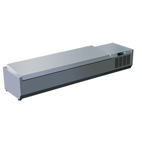 Saro Top unit for storing ingredients 6x GN 1/3, 1400x395x(h)280mm 150W from 2 to 8°C with Stainless Steel Lid Saro Top unit for storing ingredients 6x GN 1/3, 1400x395x(h)280mm 150W from 2 to 8°C with Stainless Steel Lid