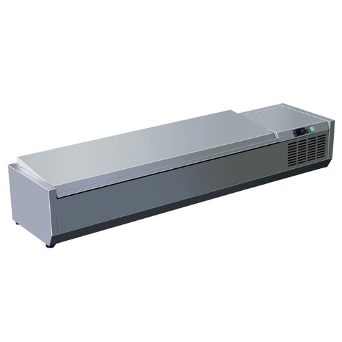 Saro Top unit for storing ingredients 6x GN 1/3, 1500x395x(h)280mm 150W from 2 to 8°C with Stainless Steel Lid Saro Top unit for storing ingredients 6x GN 1/3, 1500x395x(h)280mm 150W from 2 to 8°C with Stainless Steel Lid