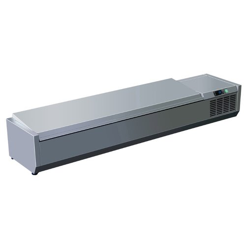 Saro Top unit for storing ingredients 8x GN 1/3, 1800x395x(h)280mm 150W from 2 to 8°C with Stainless Steel Lid Saro Top unit for storing ingredients 8x GN 1/3, 1800x395x(h)280mm 150W from 2 to 8°C with Stainless Steel Lid