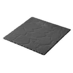 REVOL Rectangular ceramic tray with slate effect, matt slate style color Basalt Square Plate line REVOL