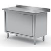 XXLselect Stół przyścienny z szafką z drzwiami suwanymi - spawany, o wym. 1600x600x(H)850 mm