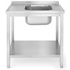 XXLselect Stół z jednym zlewem z półką, prawy - skręcany, o wym.1000x600x(H)850 mm