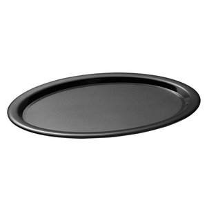 APS Wyprzedaż - Antypoślizgowa owalna taca do serwowania kawy 215 x 285 mm z melaminy, czarna
