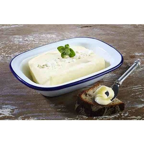 APS Miska emaliowana | biało-niebieska | 18 x 13,5 cm, H: 4 cm