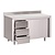 Gastro M Worktable with sliding doors,left 3 drawers and upstand 200(d)x70x85(h)cm