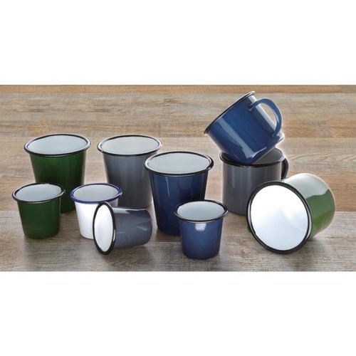 Olympia Enamel Sauce Cup Grey and Black (Pack of 6)