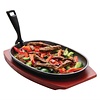 Olympia Cast Iron Oval Sizzler with Wooden Stand 280mm
