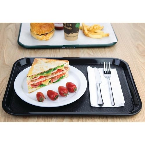 Kristallon Fast Food Polypropylene Rectangular Serving Tray 415 x 305 mm Black