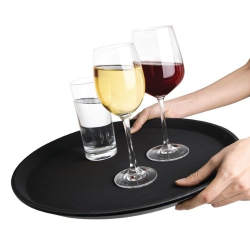 Kristallon Glass Fibre Round Non-Slip Serving Tray Ø 406 mm Black