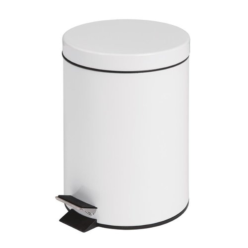 Bolero 5 L White Round Stainless Steel Pedal Bin, Lift Lid Bolero 5 L White Round Stainless Steel Pedal Bin, Lift Lid