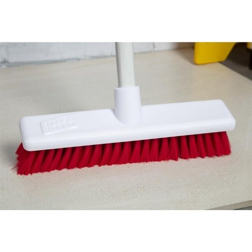 Jantex Hygiene Broom Soft Bristle Red 12in