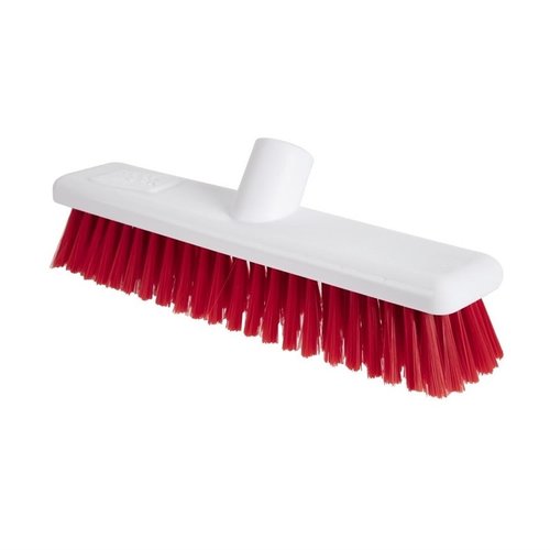 Jantex Hygiene Broom Soft Bristle Red 12in