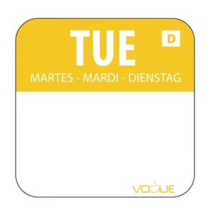 Vogue Dissolvable Food Rotation Labels Tuesday (Pack of 1000) Vogue Dissolvable Food Rotation Labels Tuesday (Pack of 1000)