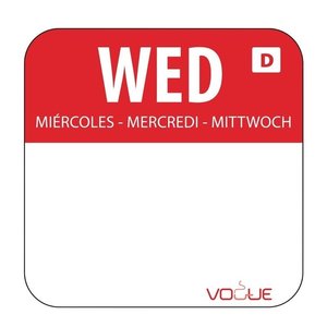 Vogue Dissolvable Food Rotation Labels Wednesday (Pack of 1000)