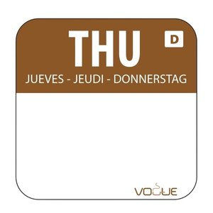 Vogue Dissolvable Food Rotation Labels Thursday (Pack of 1000)