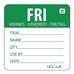 Vogue Dissolvable Day of the Week Labels Friday (Pack of 250) Vogue Dissolvable Day of the Week Labels Friday (Pack of 250)