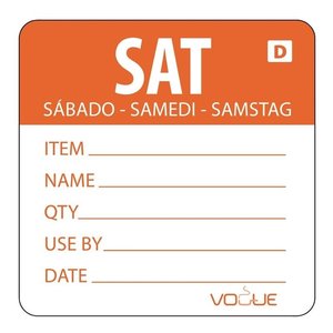 Vogue Dissolvable Day of the Week Labels Saturday (Pack of 250) Vogue Dissolvable Day of the Week Labels Saturday (Pack of 250)
