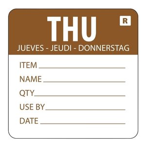 Vogue Removable Day of the Week Label Thursday (Pack of 500) Vogue Removable Day of the Week Label Thursday (Pack of 500)