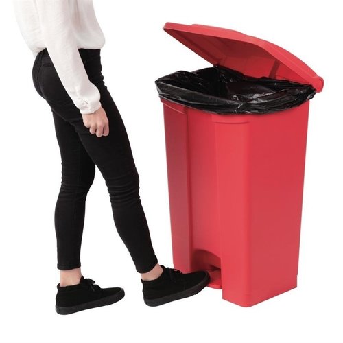 Jantex 87 L Red Polypropylene Pedal Bin, Lift Lid
