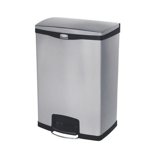 Rubbermaid Kosz pedałowy 90 L ze stali nierdzewnej z pokrywą podnoszoną, srebrny Rubbermaid Kosz pedałowy 90 L ze stali nierdzewnej z pokrywą podnoszoną, srebrny