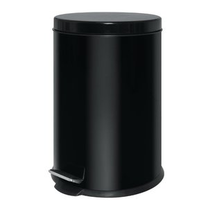 XXLselect 20 L Black Round Stainless Steel Pedal Bin, Lift Lid