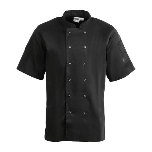 Whites Chefs Clothing Whites Vegas Unisex Chef Jacket Short Sleeve Black - XXL Whites Chefs Clothing Whites Vegas Unisex Chef Jacket Short Sleeve Black - XXL