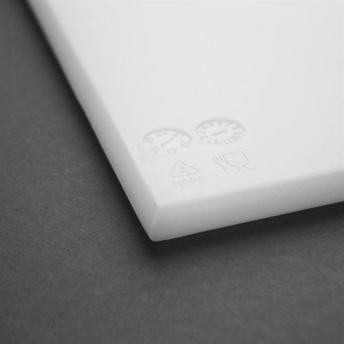 Hygiplas Deska do krojenia z polietylenu o wysokiej gęstości 600 x 450 mm biała Hygiplas Deska do krojenia z polietylenu o wysokiej gęstości 600 x 450 mm biała