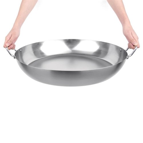 Vogue Black Iron Carbon Steel Paella Pan Ø508 mm