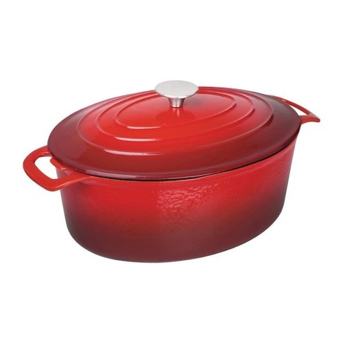 Vogue Red Oval Casserole Dish 6Ltr Vogue Red Oval Casserole Dish 6Ltr